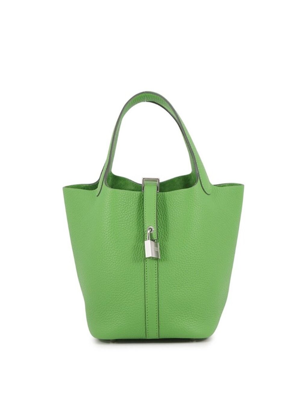 Hermes Handbag Picotin Lock PM Vert Yucca Silver Taurillon Clemence